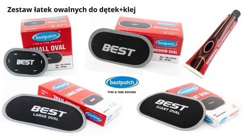 Zestaw łatek dętkowych OVAL Best + klej