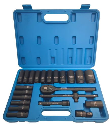 Zestaw Grzechotka + nasadki udarowe Cr-Mo 1/2" - 23 elementy
