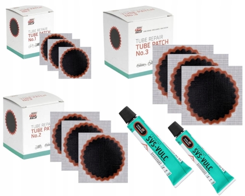 Zestaw łatek dętkowych nr1-2-3 + klej "MIX - 2"