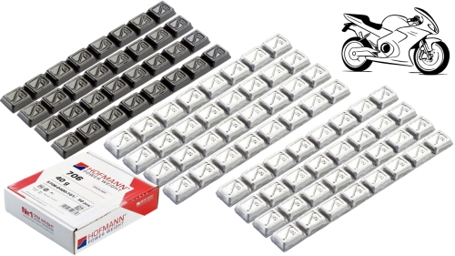 Zestaw ciężarków klejonych MOTO H706 szary + czarny + chrom - 12 sztuk HOFMANN