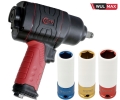 Klucz pneumatyczny 1/2"udarowy 1590Nm CORD + zestaw nasadek do alu felg 3 sztuki