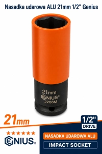 Nasadka udarowa do alu felg 21mm 1/2" Genius  