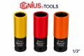 Zestaw nasadek udarowych do alu felg 17,19,21mm 1/2" Genius