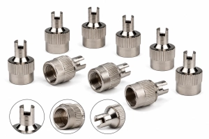 Czapeczka zaworu metalowa z kluczykiem - 10 sztuk