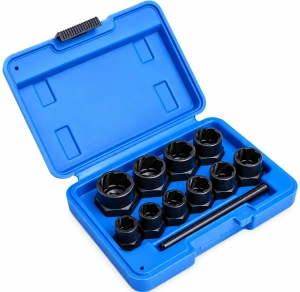 Nasadki do obrobionych śrub zestaw 3/8" ASTA - 11 sztuk