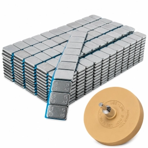 Zestaw ciężarek klejony ocynk 60g 12x5g 100szt + krążek gładki.