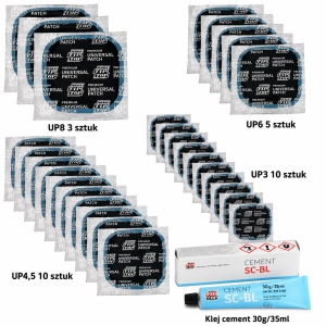Zestaw łatek uniwersalnych do opon UP + Klej BL 30g/35ml 