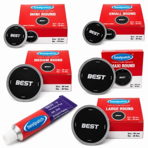 Zestaw łatek dętkowych BESTPATCH + klej 75ml
